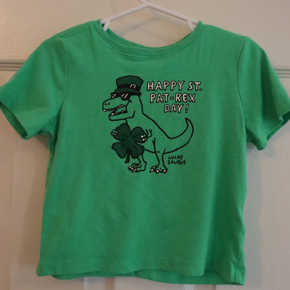St Patrick's Day T Rex Green tee shirt sz 2T